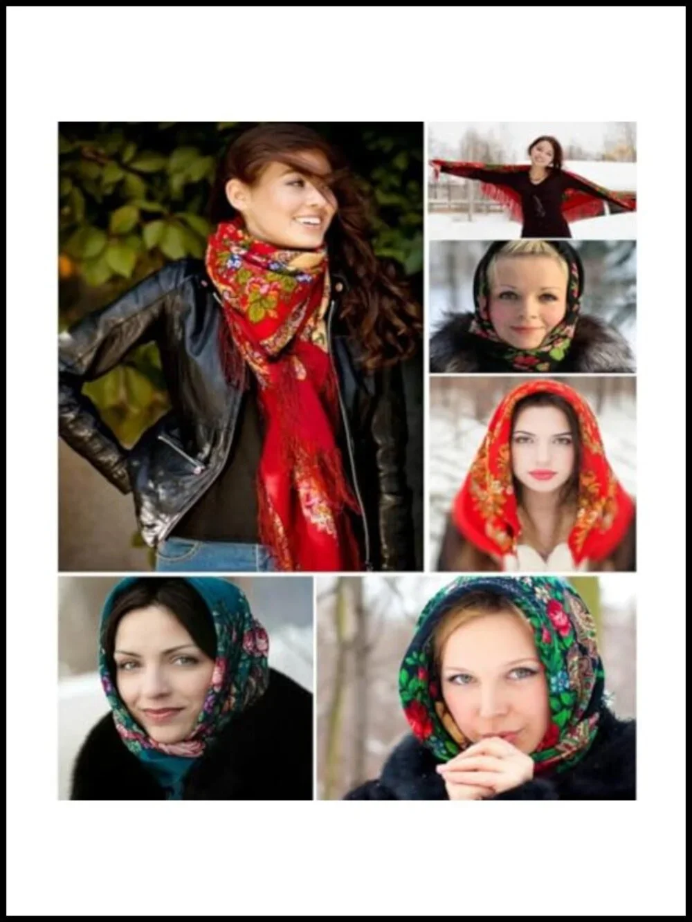 Women Fringed Shawl Wrap Retro Tassel Scarf Cotton Polyester Floral Large Square